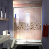 DreamLine DL-6960C-04CL The DreamLine Visions shower or tub door offers breathtaking style for your shower area. Visions features a unique design with two stationary glass panels and two sliding glass panels that open to create an ample center point