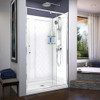 DreamLine DL-6226C-01 The DreamLine Flex pivot shower door, SlimLine base, and Q-Wall backwall kit offers modern appeal at a budget friendly price point. The versatile Flex model combines cutting-edge pivot hardware, simple installation and