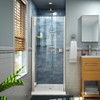 DreamLine SHDR-5334720-04 The DreamLine Lumen semi-framed swing shower door offers unique style and functional appeal, while keeping your budget in mind. The Lumen has a modern wall profile design with integrated hinges (patent pending). Complete
