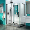 DreamLine SHEN-1434460-09 The Quatra Plus is a frameless hinged shower enclosure with an exquisite modern design and sleek lines for an instant upgrade to any bathroom space. The Quatra Plus shines with obstruction-free designed brackets and luxury