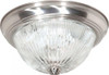 Nuvo 76/609 Lighting Two Light Flush Mount, Brushed Nickel Finish with Clear Ribbed Glass