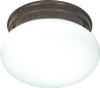 Nuvo 76/600  1 Light - 8" - Flush Mount - Small White Mushroom -Old Bronze Finish