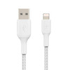 BELKIN - CABLES CAA002BT1MWH BOOST CHARGE BRAIDED LIGHTNING TO USB-A CABLE