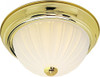 Nuvo 76/126 SF 13-Inch Polished Brass Flush Dome with Frosted Melon Glass