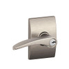 Schlage F51A-MNH-619-CEN F51A MNH 619 CEN Manhattan Lever with Century Trim Keyed Entry Lock, Satin Nickel