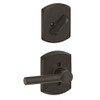 Schlage F59-BRW-622-GRW F59 BRW 622 GRW Greenwich Collection Broadway Handleset Entrance Lock Interior, Matte Black (Interior Half Only)