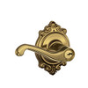 Schlage F51A-FLA-609-BRK F51A FLA 609 BRK Flair Lever with Brookshire Trim Keyed Entry Lock, Antique Brass