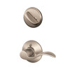 Schlage F59-ACC-619-LH F59 ACC 619 LH Accent Interior Left-Handed Lever with Deadbolt, Satin Nickel (Interior Half Only)