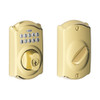 Schlage BE365-CAM-505 BE365 CAM 505 Camelot Keypad Entry with Flex-Lock, Lifetime Polished Brass