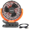 Klein Tools 831663 Battery Operated Rechargeable Fan with USB-C Charging Cord and Multiple Mounting Options Perfect for the Jobsite