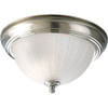Progress Lighting 94381609 Melon Glass Brushed Nickel One-Light Flush Mount with Etched Ribbed Glass Bowl