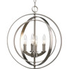 Progress Lighting 943827126 P3827-126 4-Light Sphere Foyer Lantern with Pivoting Interlocking Rings, Burnished Silver