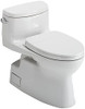 TOTO® Carolina® II One-Piece Elongated 1.28 GPF Universal Height Toilet with CEFIONTECT and SS124 SoftClose Seat, WASHLET+ Ready, Cotton White - MS644124CEFG#01