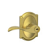 Schlage F51A-ACC-608-CAM Accent Lever with Camelot Trim Keyed Entry Lock in Satin Brass - F51A ACC 608 CAM