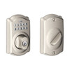 Schlage BE365-V-CAM-619 BE365 V CAM 619 Camelot Keypad Deadbolt Electronic Keyless Entry Lock, Satin Nickel