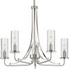 Progress Lighting PP400209009 BRUSHED NICKEL FIVE-LIGHT CHANDELIER WITH  GLASS SHADES