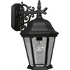 Progress Lighting 94568331 P5683-31 Wall Lantern with Scroll Arm Combined with The Brilliant Clarity Of Clear Beveled Glass, Textured Black