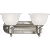 Progress Lighting 94316209 P3162-09 2-Light Wall Bracket with White Etched Glass, Brushed Nickel