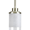 Progress Lighting 94514709 P5147-09 1-Light Mini-Pendant with White Linen Finished Glass Is Complemented with a Clear Edge Accent Strip, Brushed Nickel