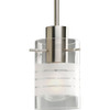 Progress Lighting 94515809 P5158-09 1-Light Stem Hung Mini-Pendant with Clear and Etched Glass, Brushed Nickel