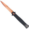 Stiletto Button Lock Knife, Black w/ Rose Gold Blade