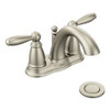 CSI 6610BN Moen Brantford Brushed nickel two-handle high arc bathroom faucet with Drain Assembly, Brushed Nickel