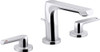 Kohler K-97352-4-CP Kohler Avid Widespread Faucet, Lever