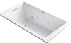 Kohler K-1173-XHGH-0 Kohler Underscore Rectangle 66 x 36 Heated BubbleMassage air bath with whirlpool, reversible drain White