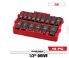 Milwaukee Tool SHOCKWAVE Impact Duty Socket 1/2&rdquo; Dr 15PC SAE TRAY Set