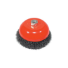 AES Industries 1835 Wire Cup Brush with Spindle, 5 in, 5/8-11, Carbon Steel, Brass-Coated