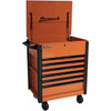 Homack MFG HMOG06035247 Homak Mfg. Co, OG06035073 7 Drawer Flip top Service Cart, Orange, 35"