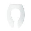 Bemis B3155SSCT000 Elongated Open Front Less Cover Commercial Plastic Toilet Seat in White with STA-TITE Self-Sustaining Check Hinge and DuraGuard in White