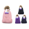 KNIT THERMAL HAT ASSORTD Diamond Visions Heat Max Fur Pom-Pom Thermal Hat Acrylic 1 pc
