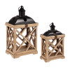LANTERN MTL/WOOD 2PK