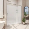 DreamLine Flex 34"D x 60"W Pivot Shower Door Kit with Base and White Wall in Brushed Nickel