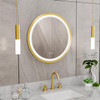 DreamLine Brilliance 24" Circular LED Light-up Mirror with Defogger, Brushed Brass