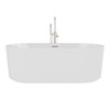 DreamLine Charisma 59" Freestanding Acrylic Bathtub, White, Polished Nickel Drain