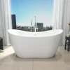 DreamLine Nile 63" Freestanding Acrylic Bathtub, White with Polished Brass Drain