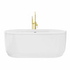 DreamLine Encore 65 3/4" Freestanding Acrylic Bathtub, White, Brushed Brass Drain