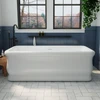 DreamLine Crest 59" Freestanding Acrylic Soaking Bathtub, White with Brushed Brass Drain