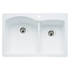 Blanco B440216 -3 Diamond 3-Hole Double-Basin Drop-In or Undermount Granite Kitchen Sink, White