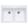 Blanco B440221 -2 Diamond 2-Hole Double-Basin Drop-In or Undermount Granite Kitchen Sink, White