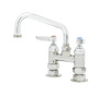 T&S Brass TB0227CR Double Pantry Faucet with Deck Mount, 4-Inch Centers, 8-Inch Swing Nozzle and Ceramas Cartridges