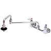 T&S Brass TB0597EE Pot Filler, 8" Wall Mount, 18" Double Joint Nozzle, Insulated On-Off Control, 00EE Flanges