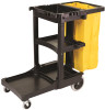 Rubbermaid RCP617388BK COMMERCIAL PRODUCTS JANITOR CART WITH ZIPPERED YELLOW VINYL BAG, BLACK