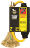 COLEMAN CABLE 283424 Yellow Jacket 12/3 SJTW In-Line GFCI with 3-Outlet Lighted Power Block, 2-Feet, Yellow