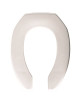 Bemis SX-0327718 Elongated Open Front Less Cover Commercial Plastic Toilet Seat in White with STA-TITE Self-Sustaining Check Hinge, DuraGuard and Firepro
