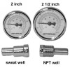 Honeywell 67496 2 inch Thermometer with Thermowell, 1/2 in. Threaded Connection