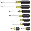 Klein Tools 2491796 Screwdriver Set 8 Piece, 4 Phillips and 4 Flat Head Tips, Cushion Grip, Precision Machined
