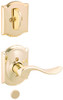 SCHLAGE F94ACC605CAMRH Lock Company Polished Brass Interior Pack Accent Lever Right Handed Dummy Interior Pack with Deadbolt Cover Plate and Decorative Camelot Rose